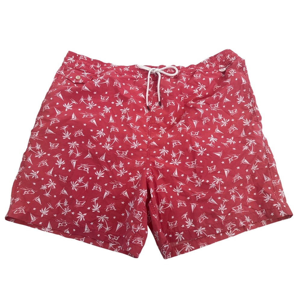 Polo Ralph Lauren Red Tropical Palm Sailboat Swim Trunks Mens 2XB Big and Tall